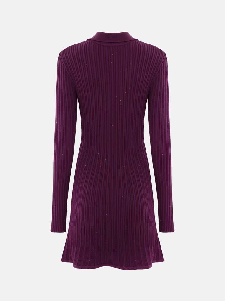 Mini jersey dress with sequins and golden fittings