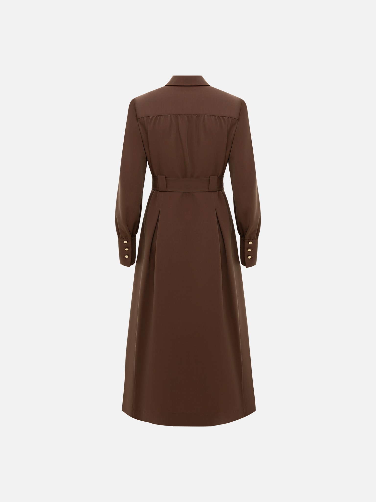 فستان ميدي مع طيات على الخصر وحزام عريض