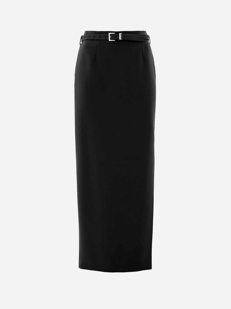 تنورة ماكسي مستقيمة مع حزام متناسق