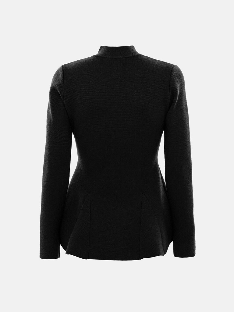 Jersey jacket with stand-up collar and golden buttons