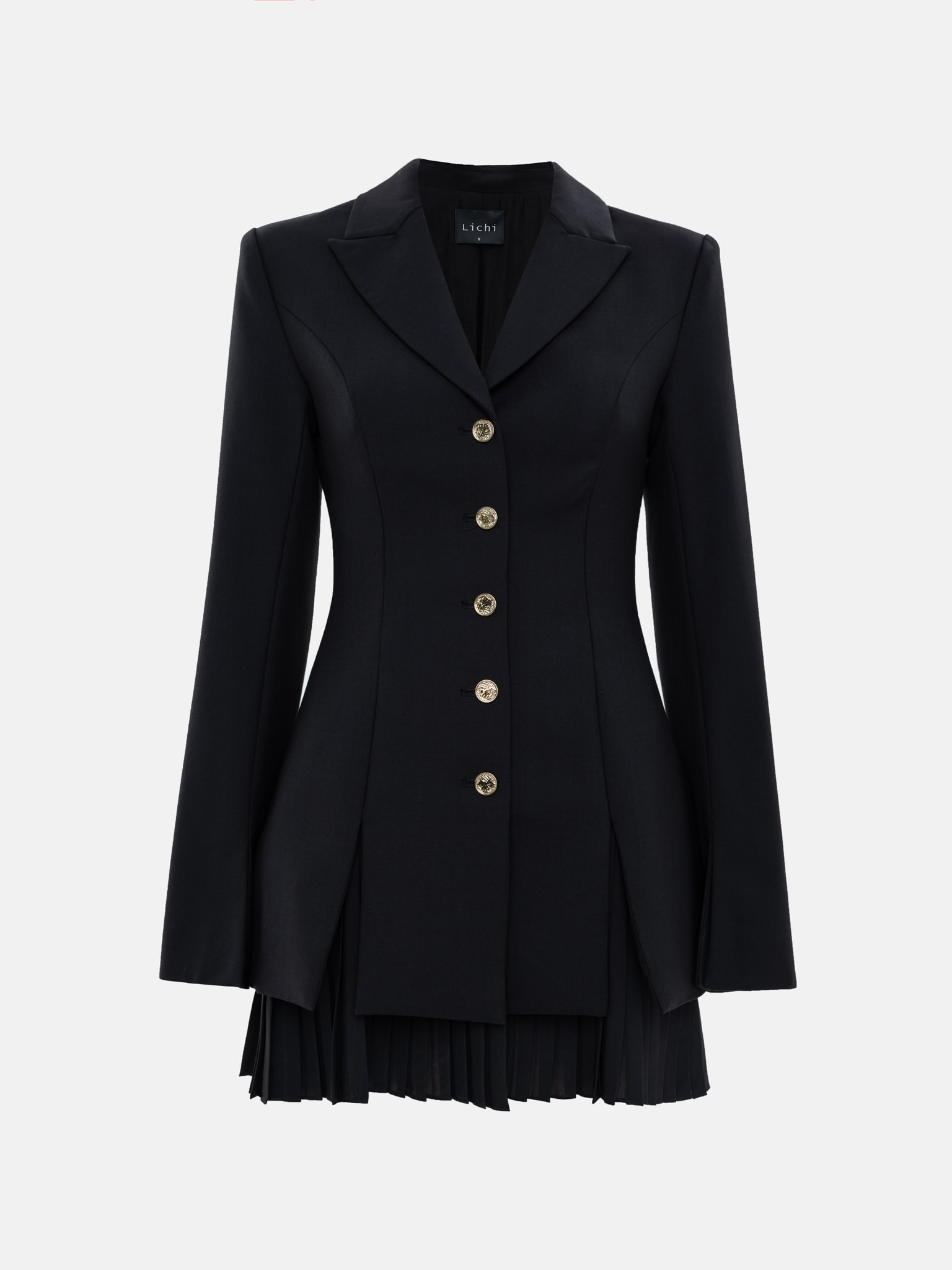 Mini fitted blazer dress with pleated skirt