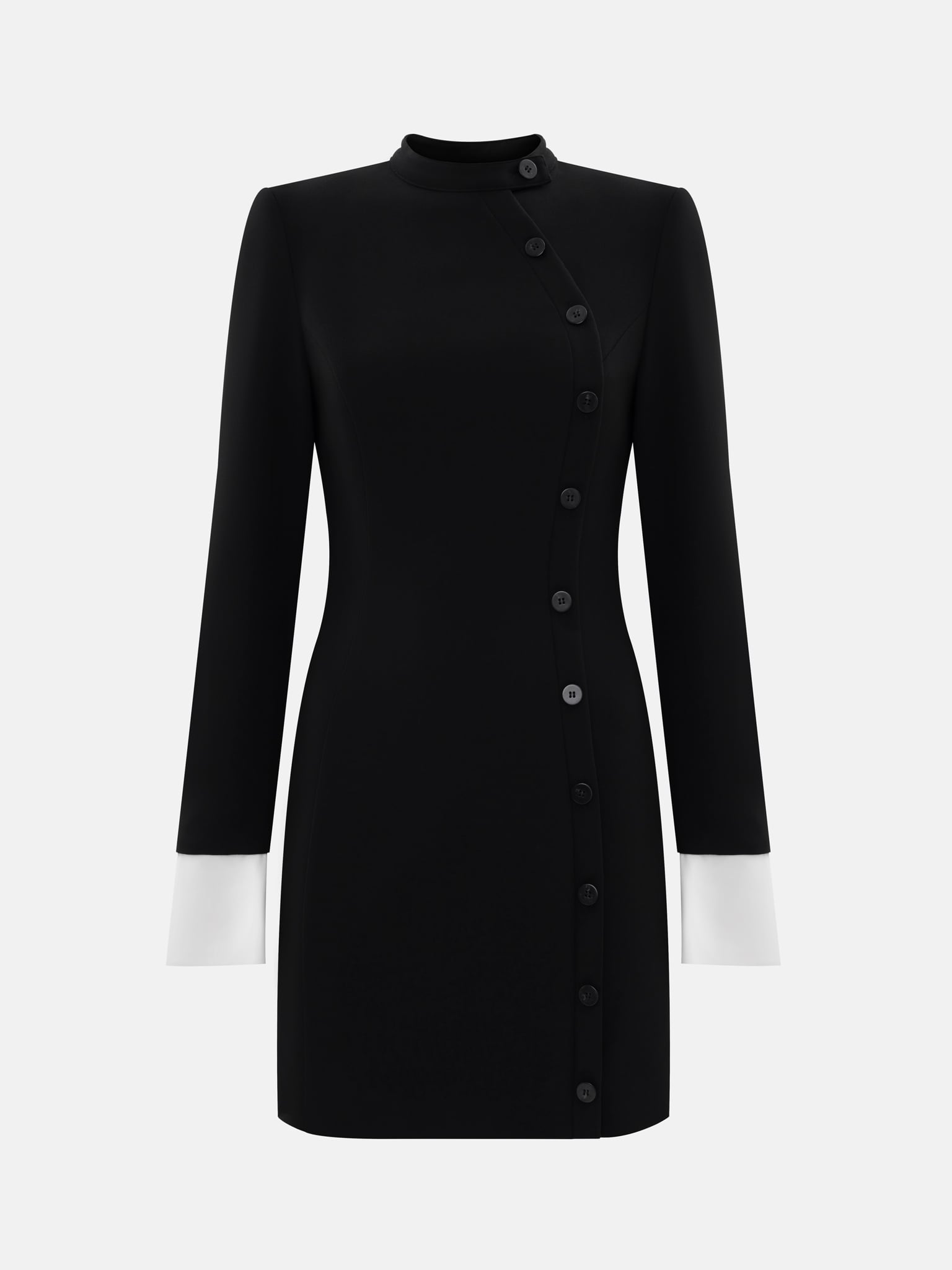 Dense fabric mini dress with contrasting cuffs