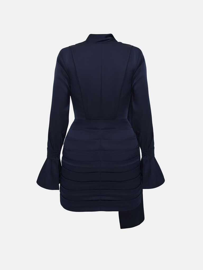 Flowing mini dress with a decorative scarf