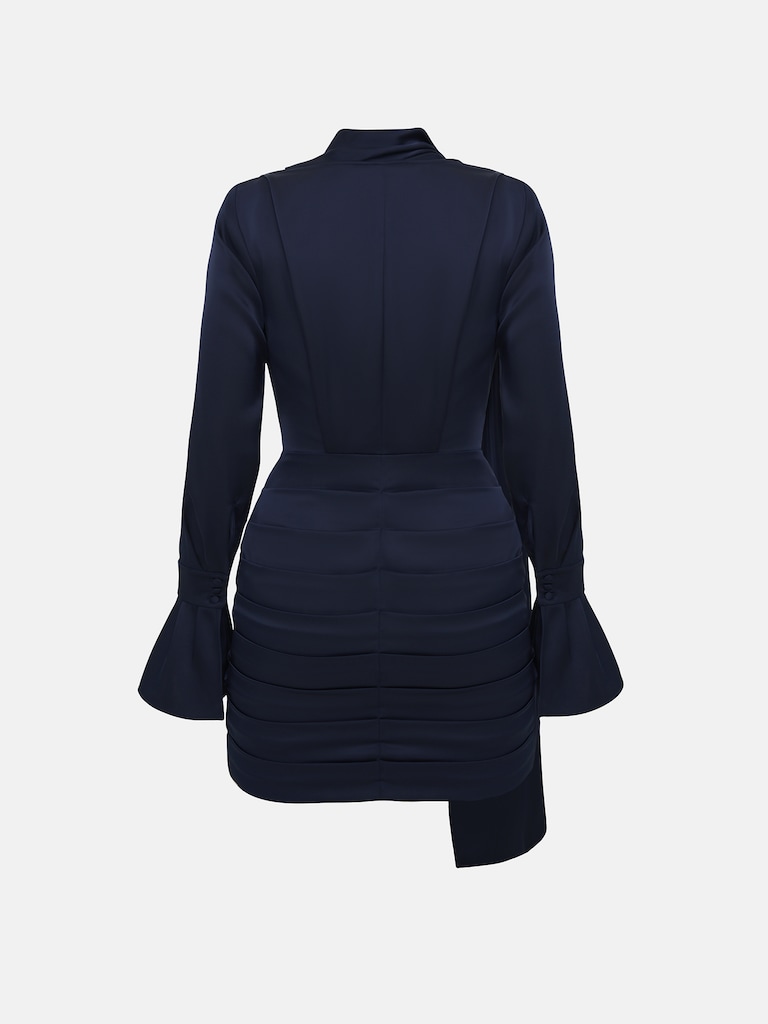 Flowing mini dress with a decorative scarf