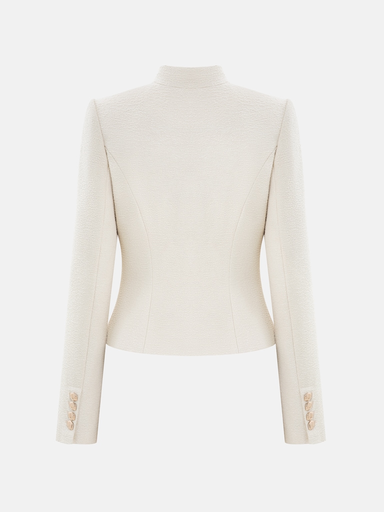 Veste droite à col montant et gros boutons