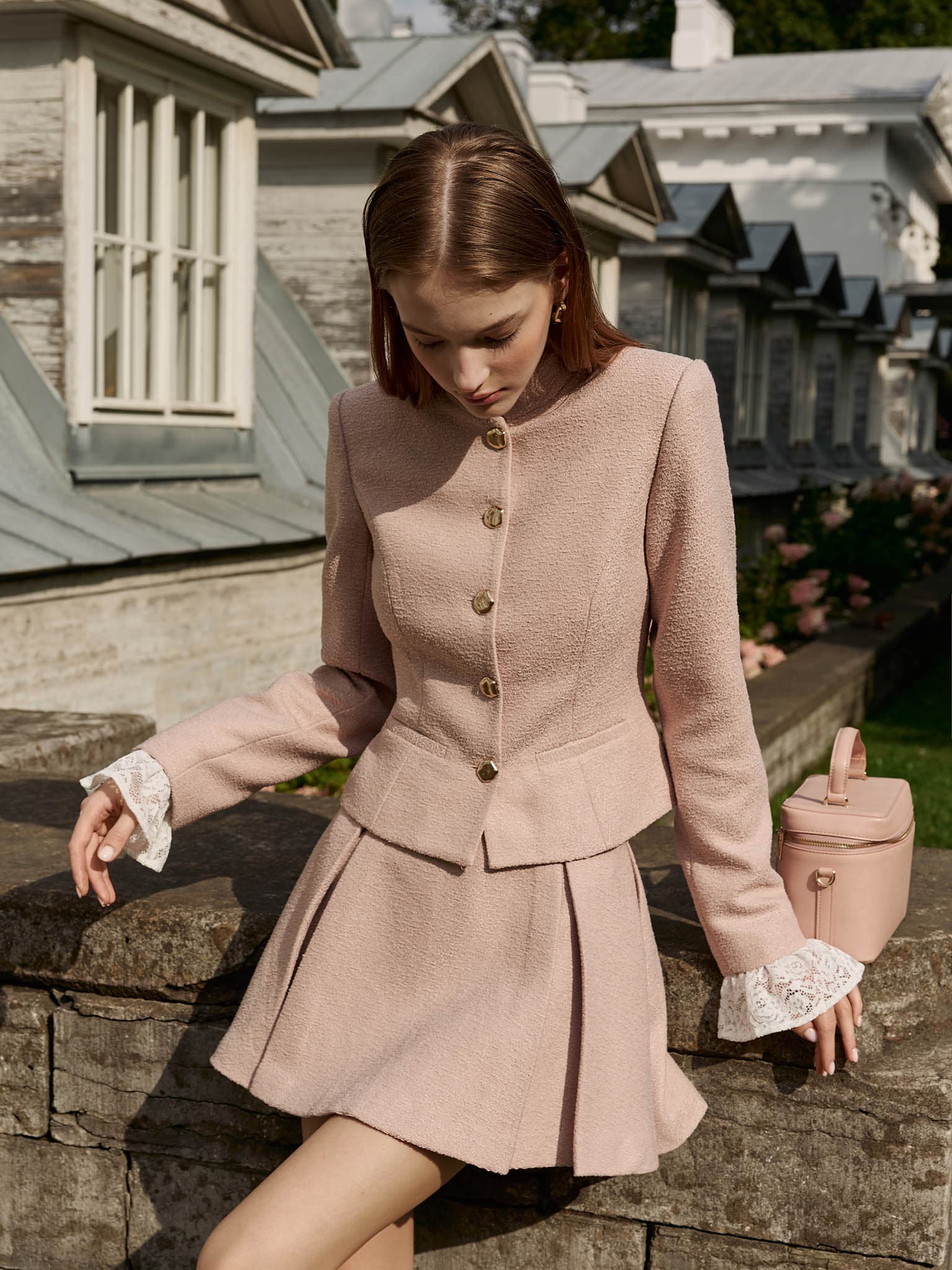 ジャケット・アウター DRESSLAVE soutien collar roll up coat Hard Twist Wool Twill Soutien Collar Coat – La Garçonne