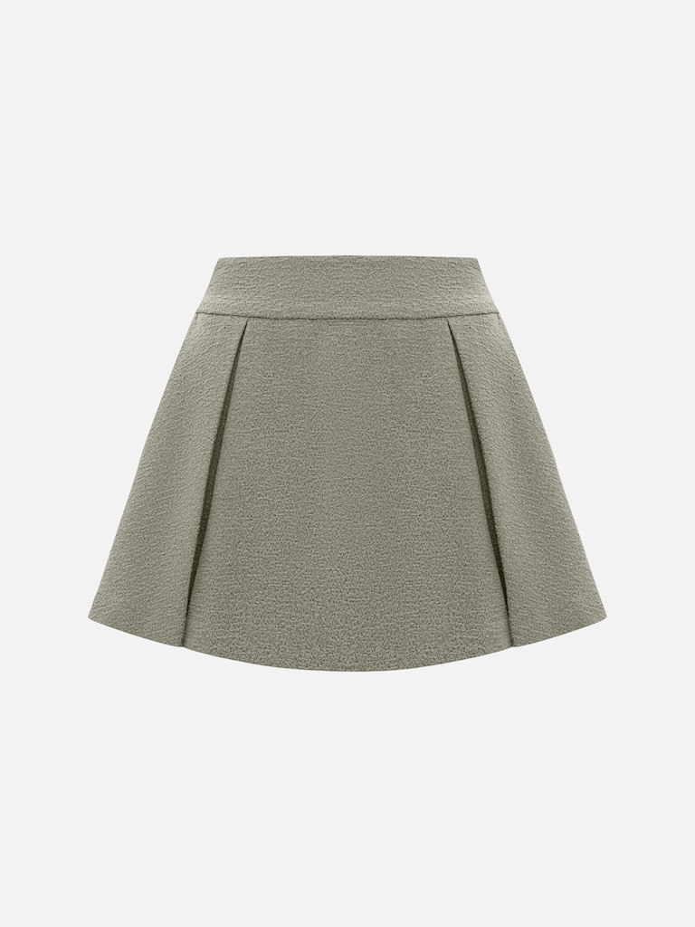Flared mini skirt with pleats on the sides