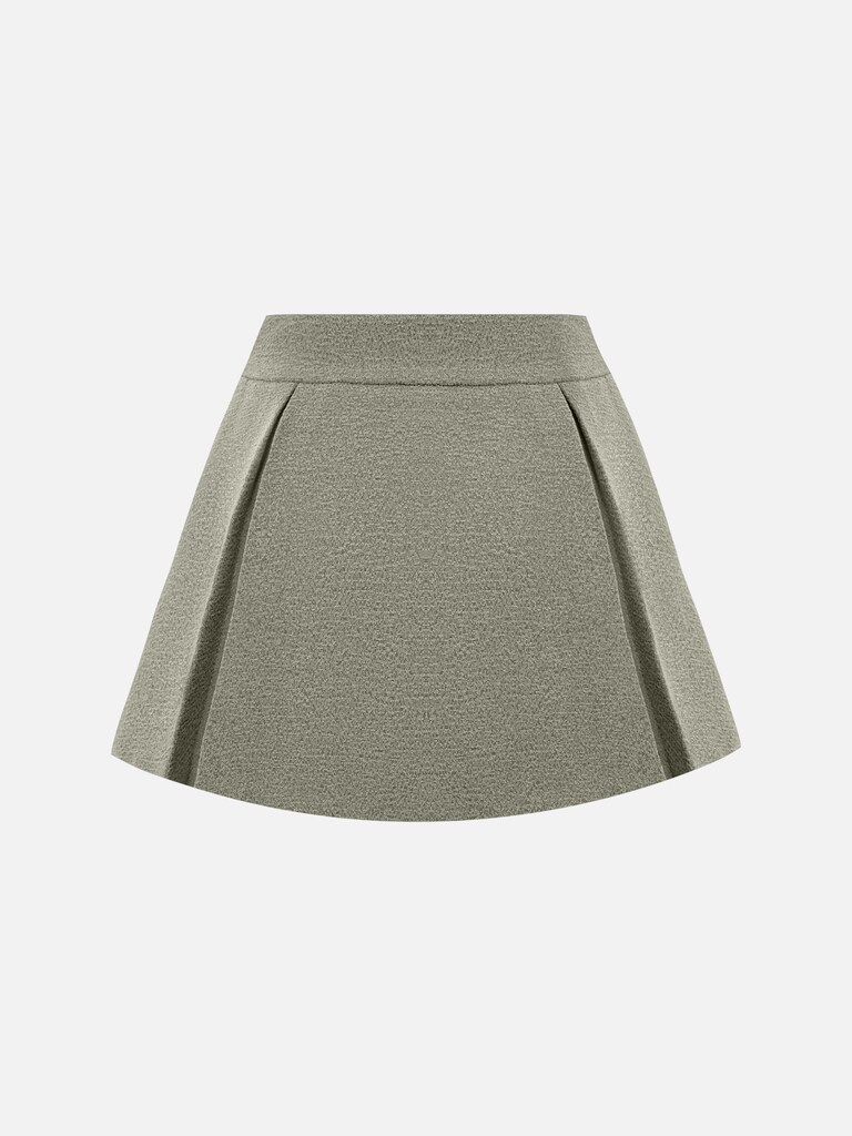 Flared mini skirt with pleats on the sides