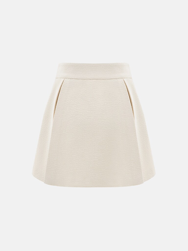 Flared mini skirt with pleats on the sides