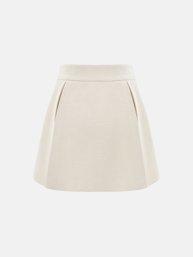 Flared mini skirt with pleats on the sides