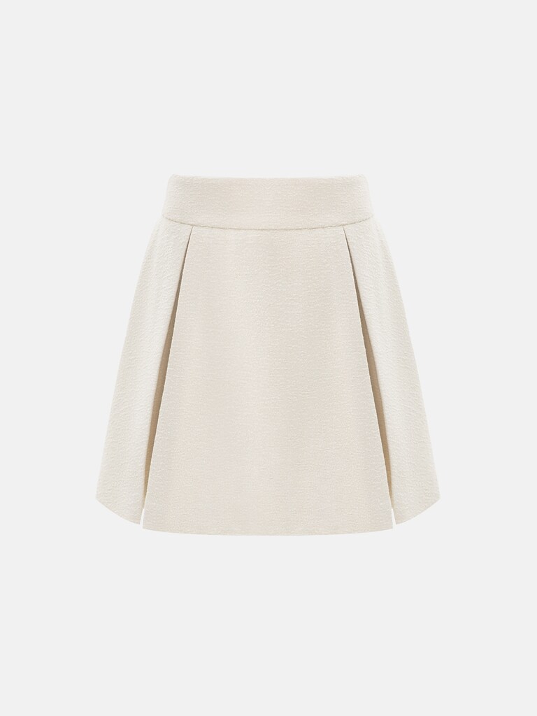 Flared mini skirt with pleats on the sides