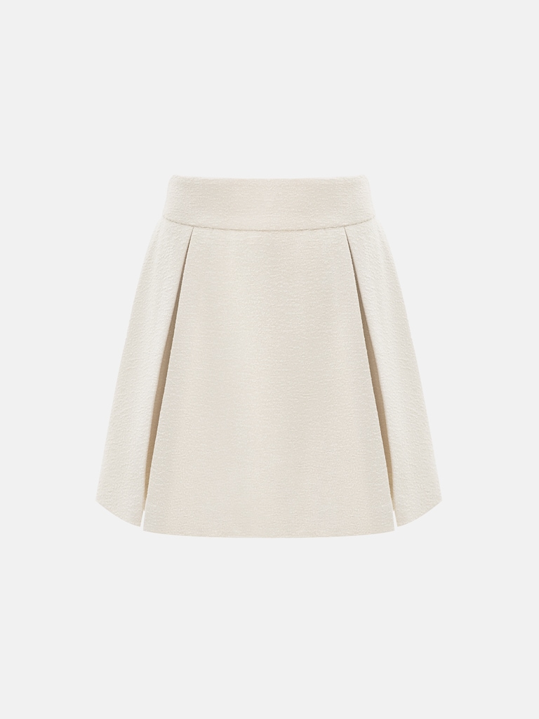 Flared mini skirt with pleats on the sides