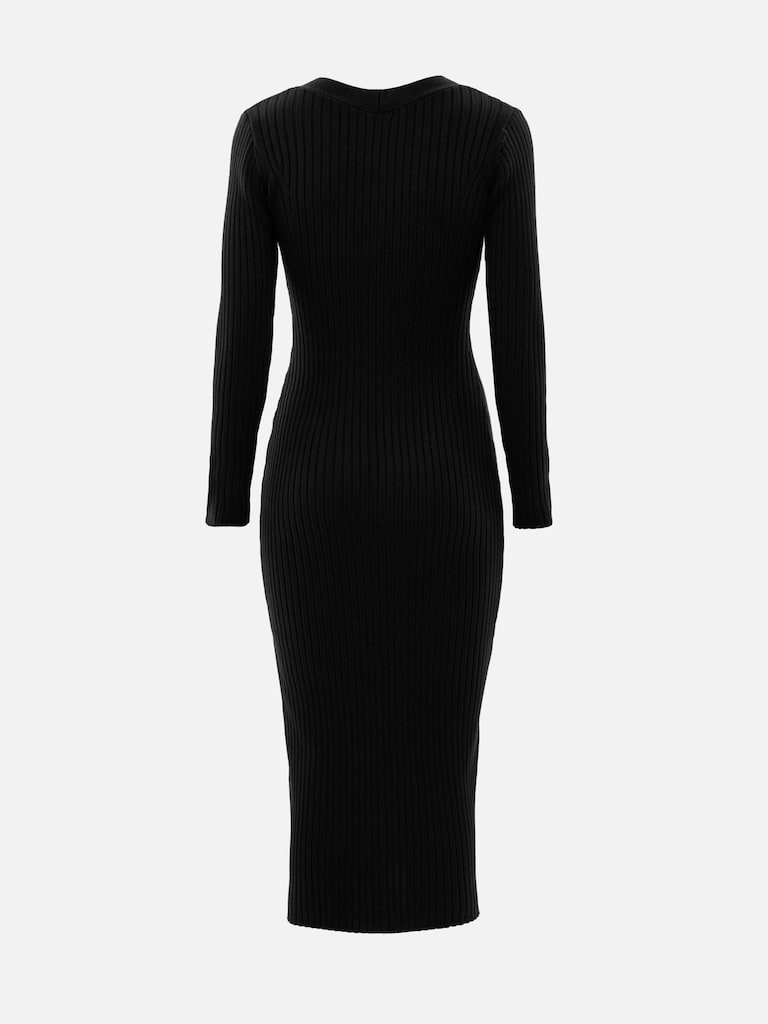 Robe midi en viscose à boutons dorés