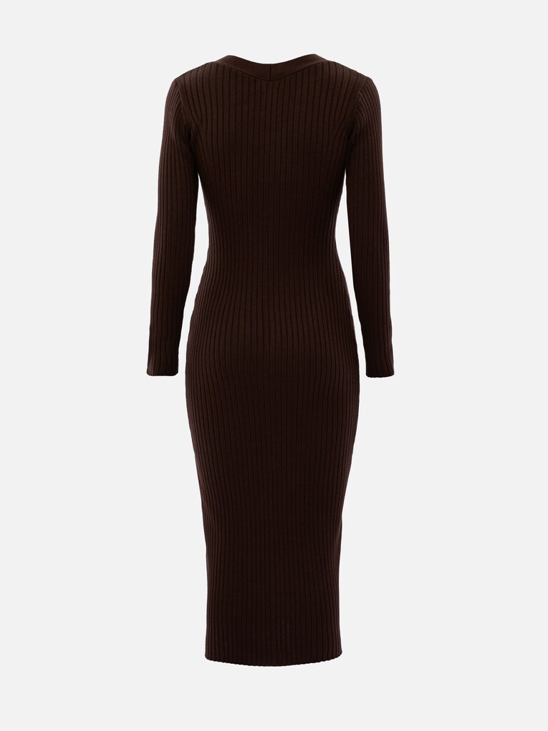 Viscose midi dress with golden buttons