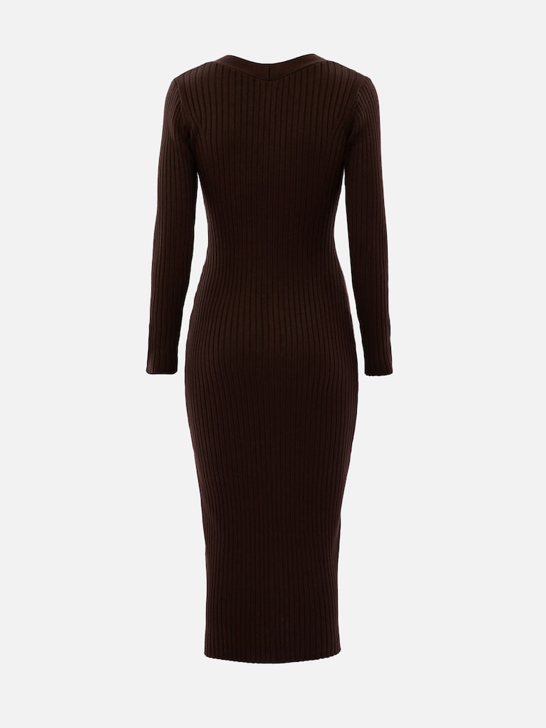 Robe midi en viscose à boutons dorés