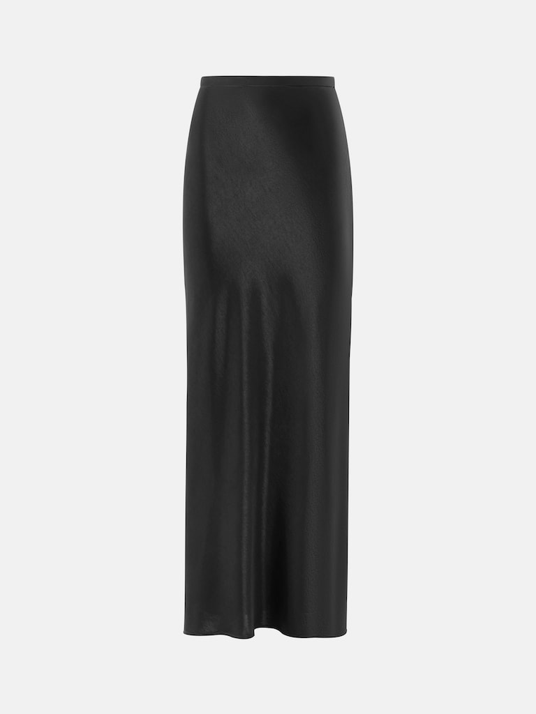 Floor length satin maxi skirt