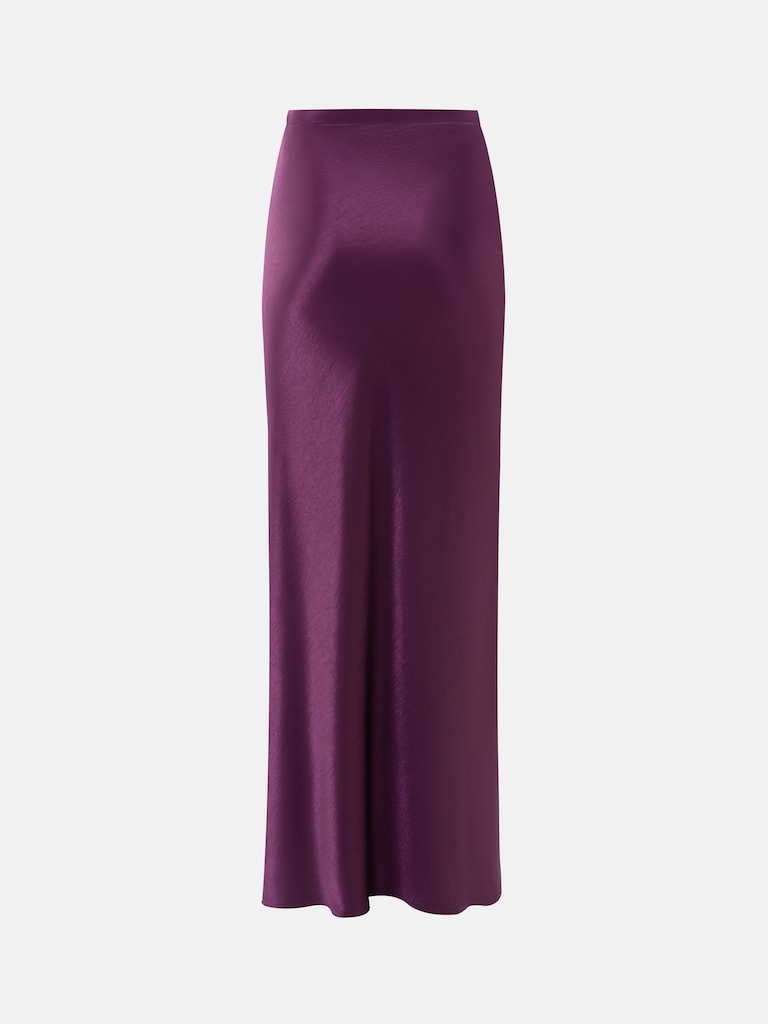 Floor length satin maxi skirt