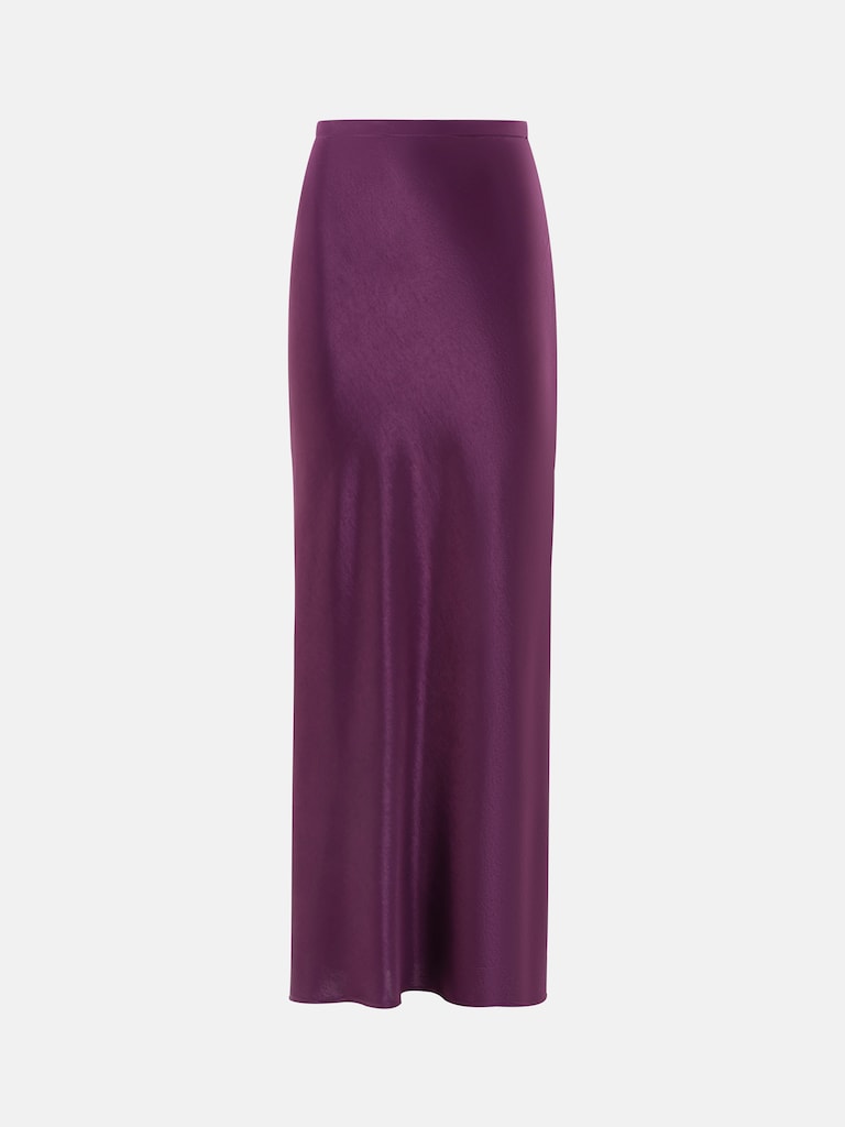 Floor length satin maxi skirt