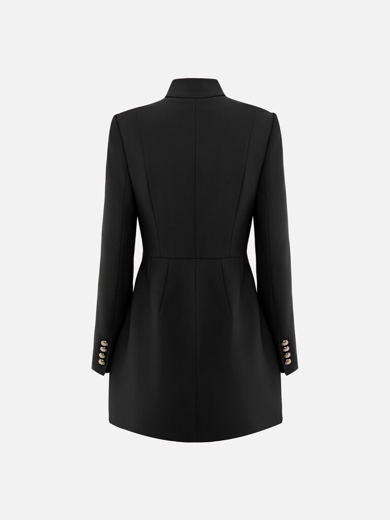 Mini dress with a cut-out at the chest and large buttons	