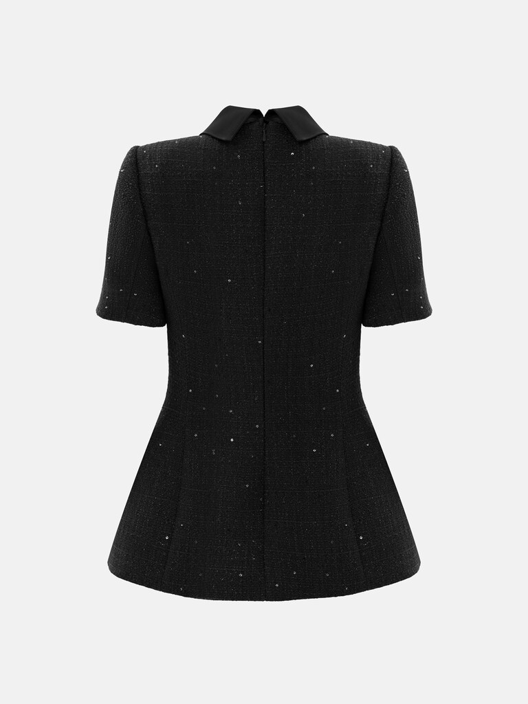 Fitted sequin tweed jacket