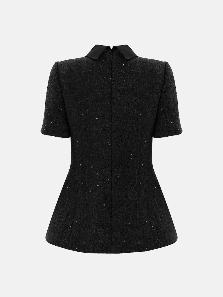 Fitted sequin tweed jacket