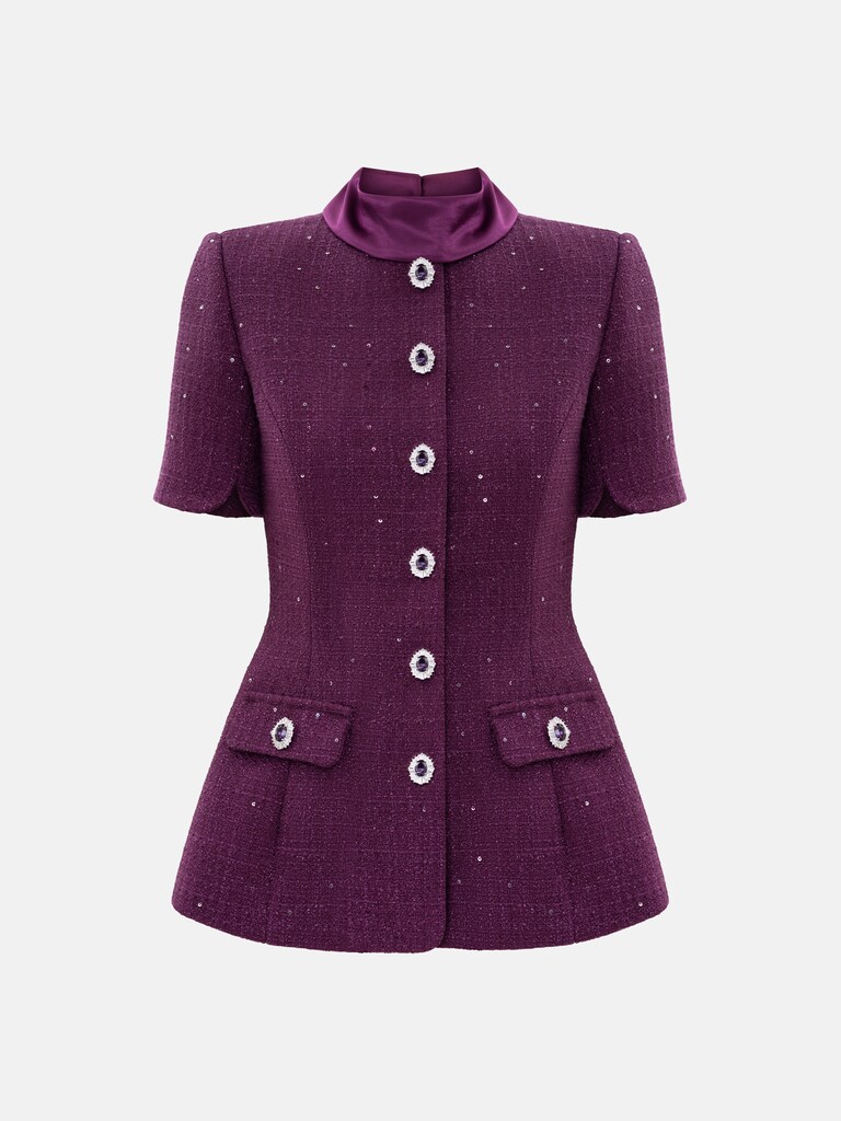 Fitted sequin tweed jacket