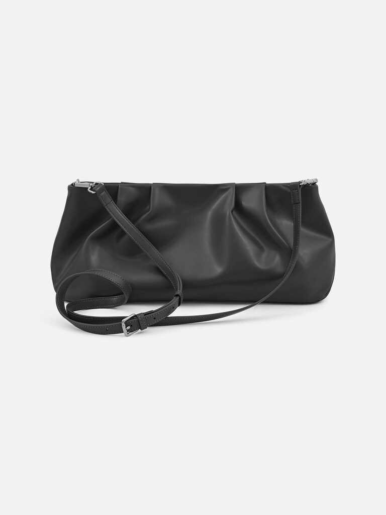 Eco-leather clutch with decorative pleats
