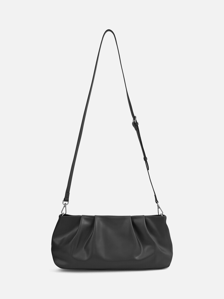 Eco-leather clutch with decorative pleats