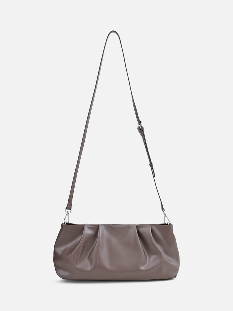 Eco-leather clutch with decorative pleats