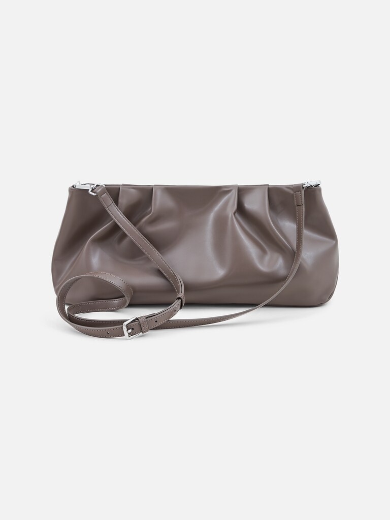 Eco-leather clutch with decorative pleats