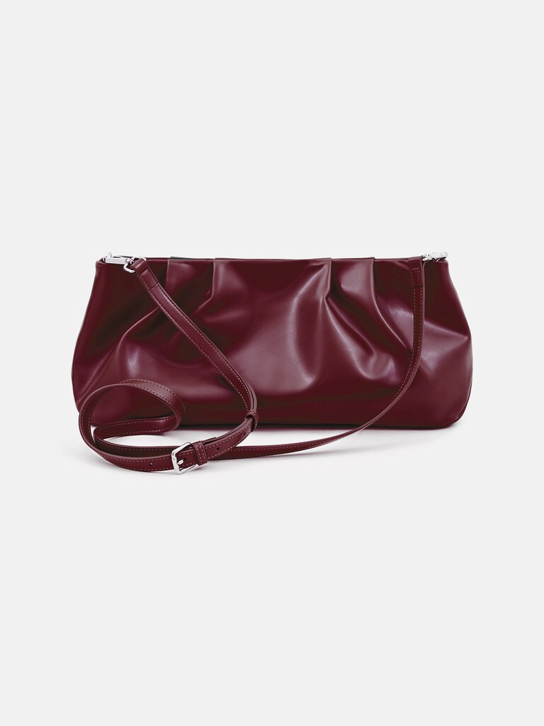 Eco-leather clutch with decorative pleats
