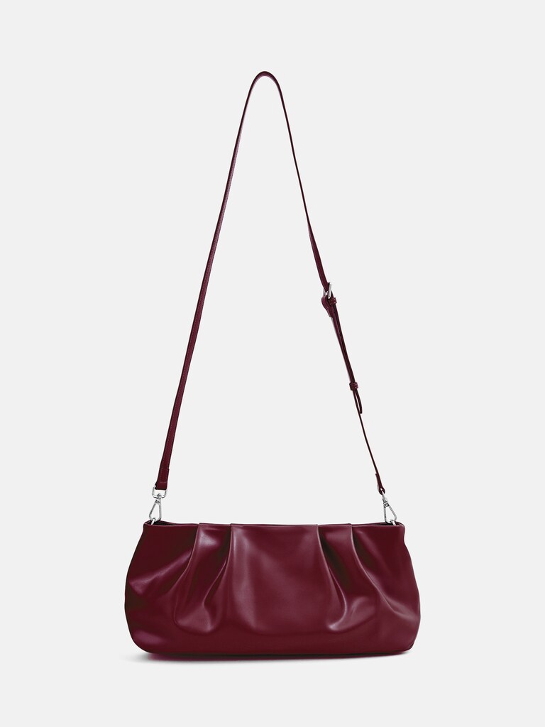 Eco-leather clutch with decorative pleats