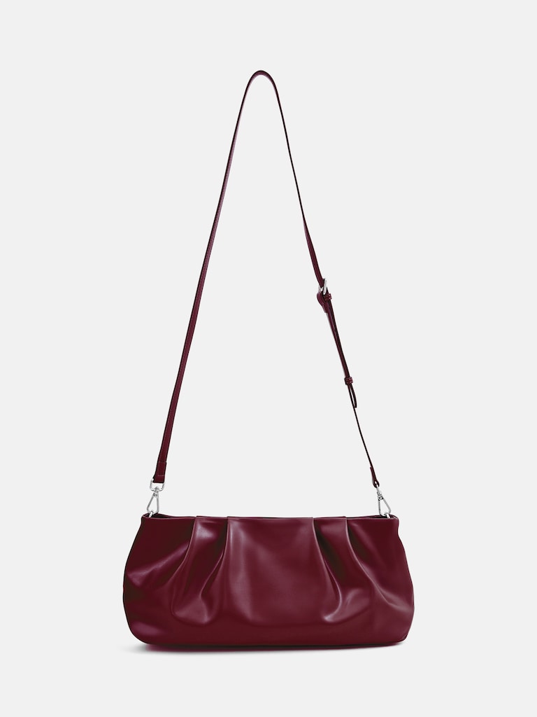 Eco-leather clutch with decorative pleats