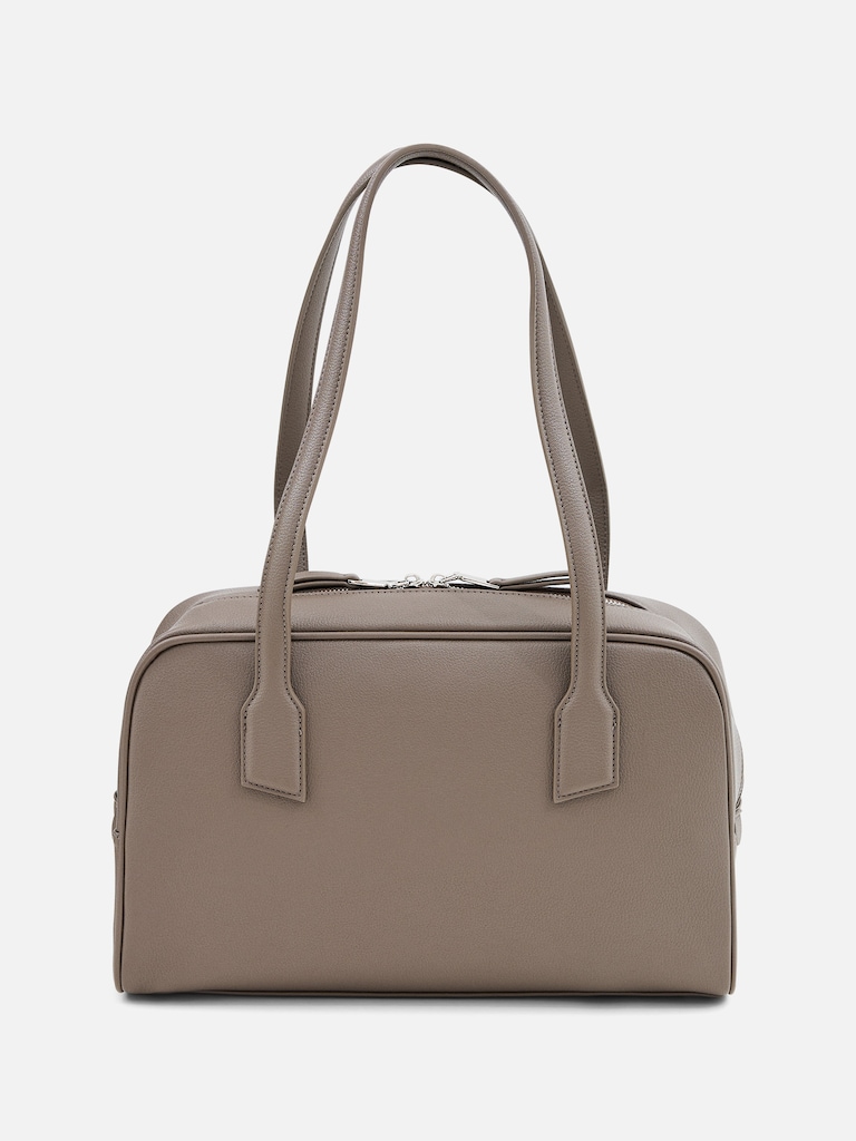 Eco-leather bag with long handles and zip fastening