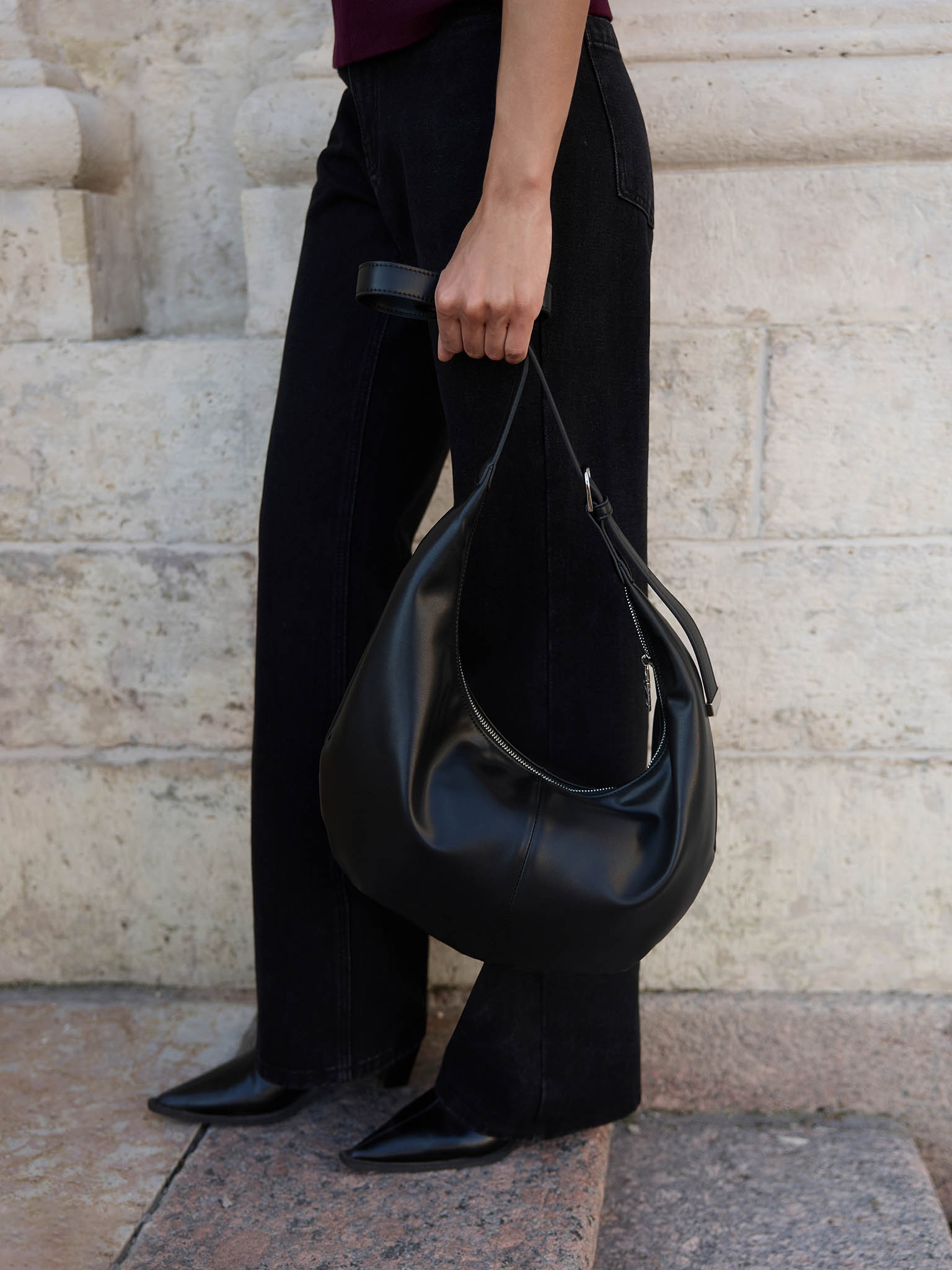 Sac demi-rond avec bandoulière longue