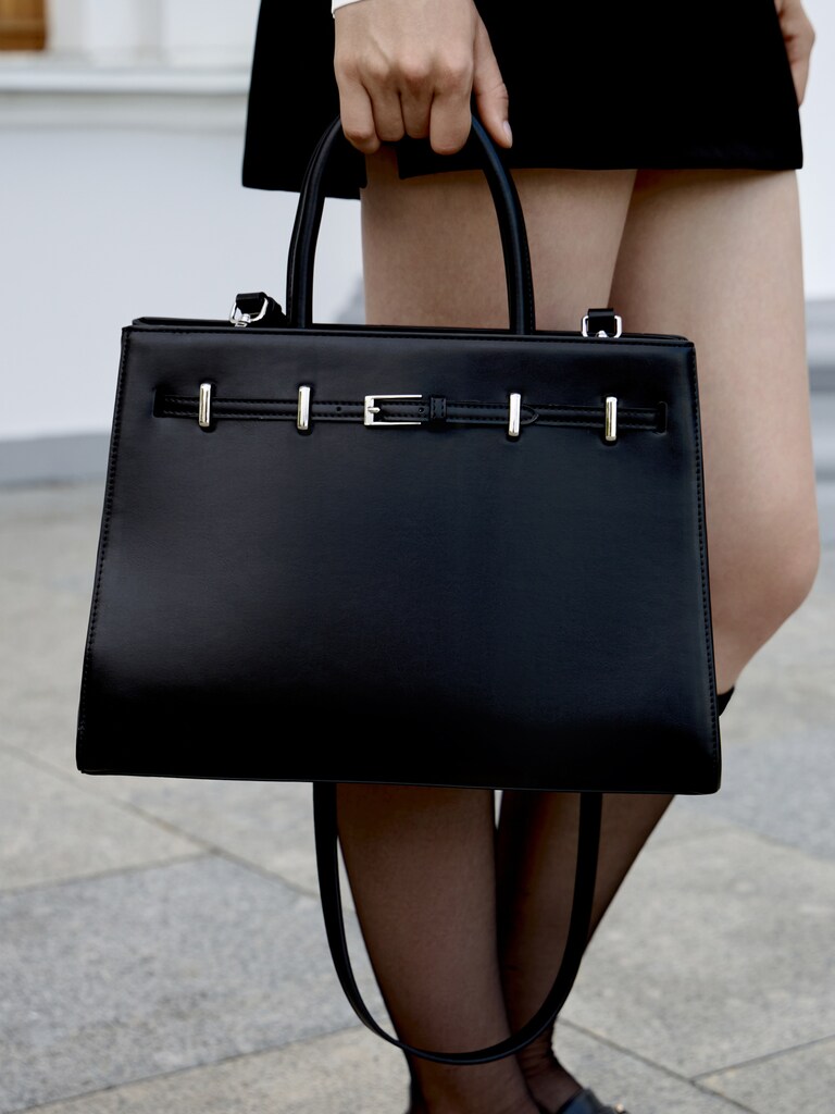 Rectangular bag with decorative strap