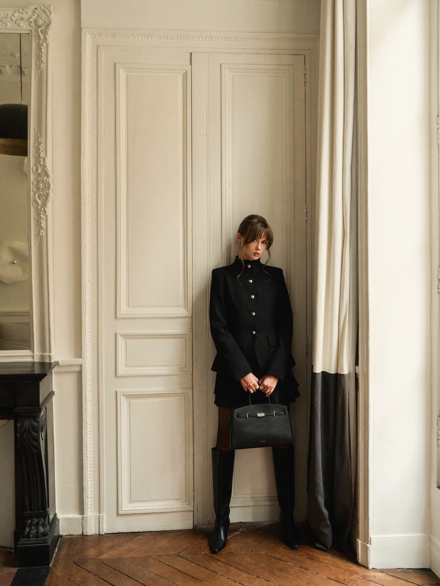 Mini blazer dress with voluminous skirt