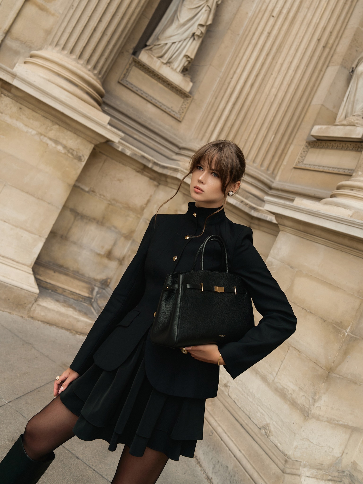 Mini blazer dress with voluminous skirt