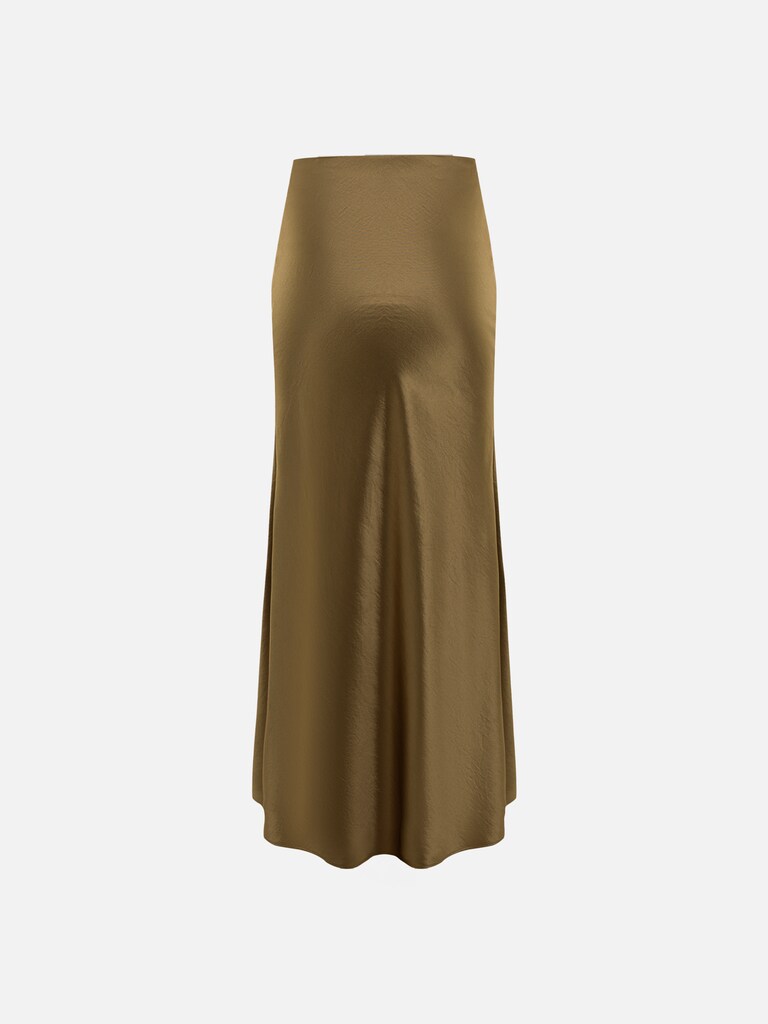 Floor-length maxi skirt in crinkled satin