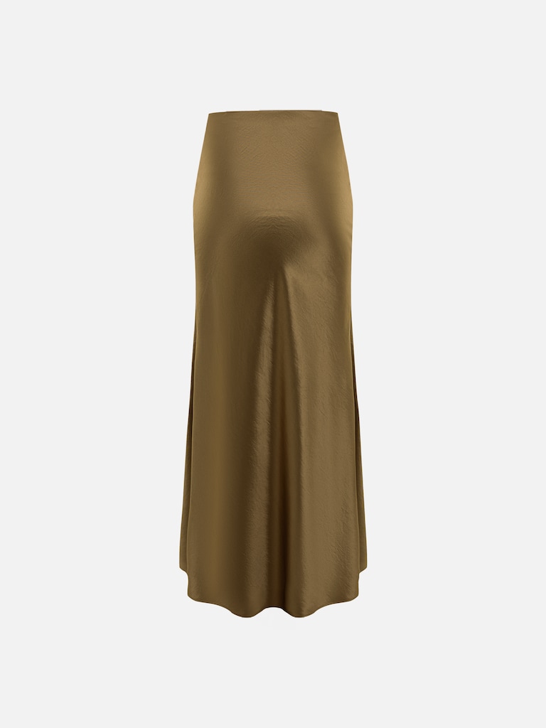 Floor-length maxi skirt in crinkled satin