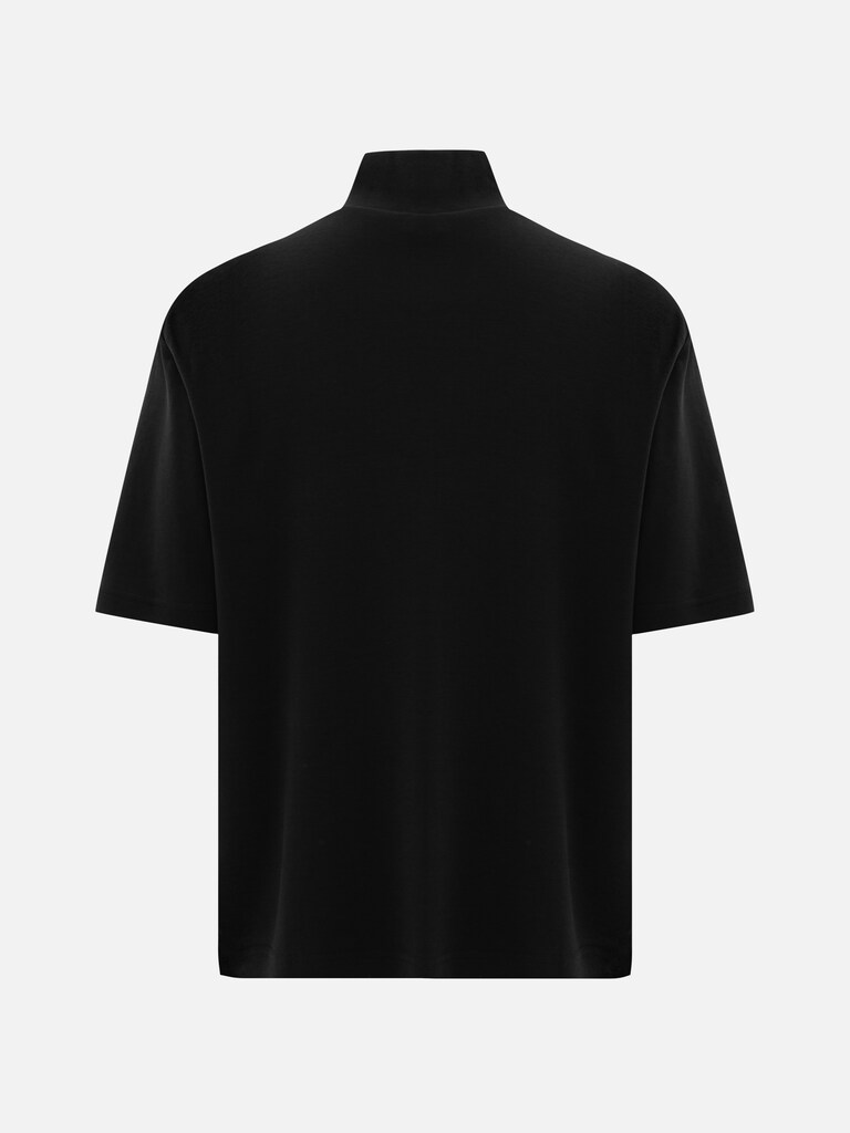 Oberteil aus Baumwolle mit hohem Kragen und kurzen Ärmeln