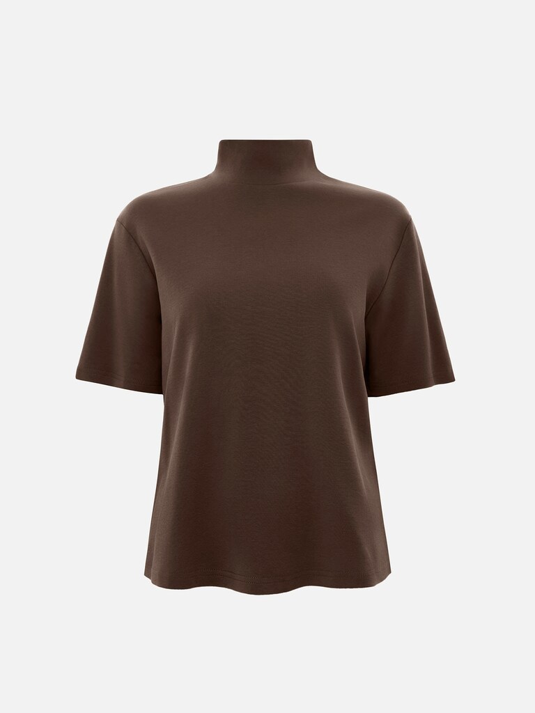 Oberteil aus Baumwolle mit hohem Kragen und kurzen Ärmeln