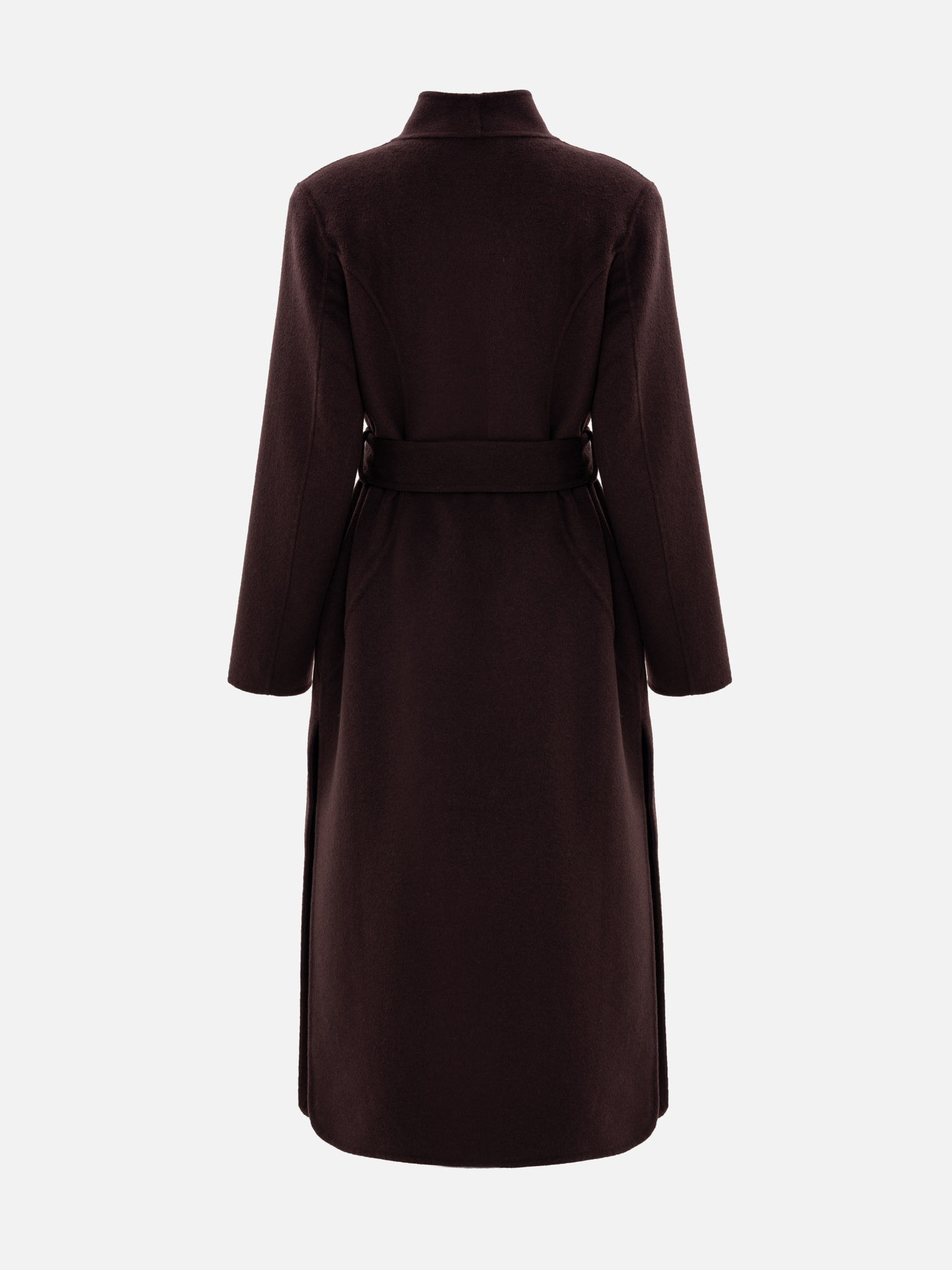 Straight woollen maxi coat with side slits