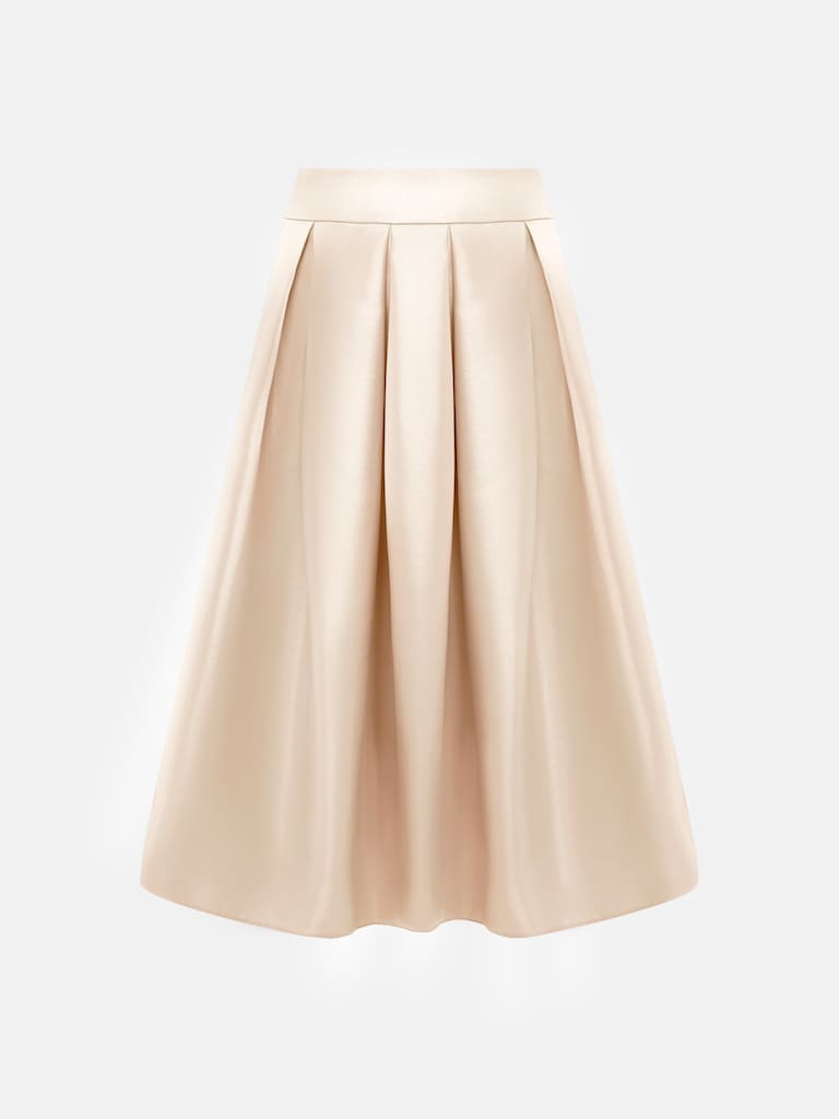 Flared maxi skirt with large pleats