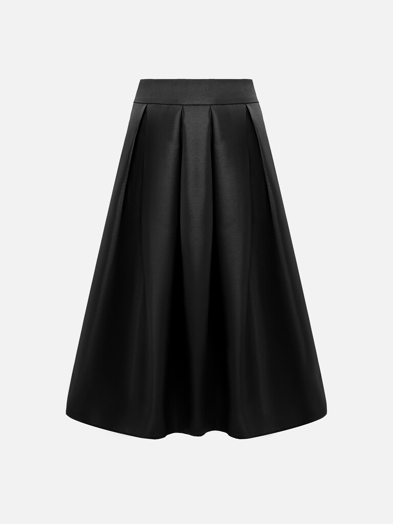 Flared maxi skirt with large pleats