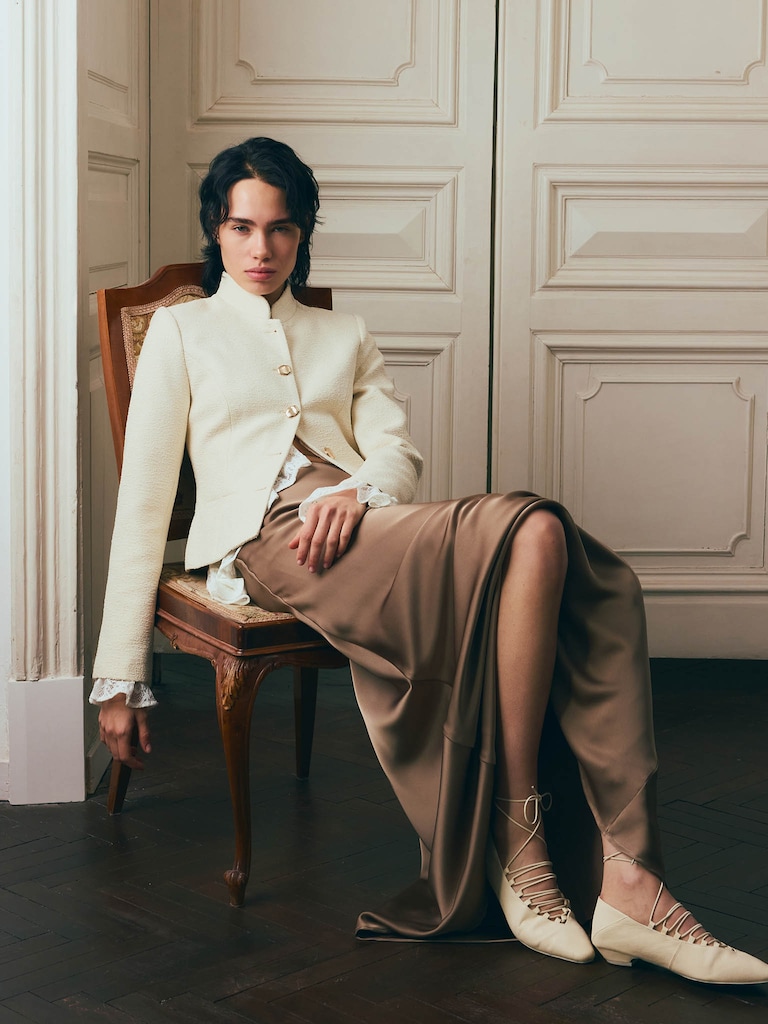 Flared floor length maxi skirt