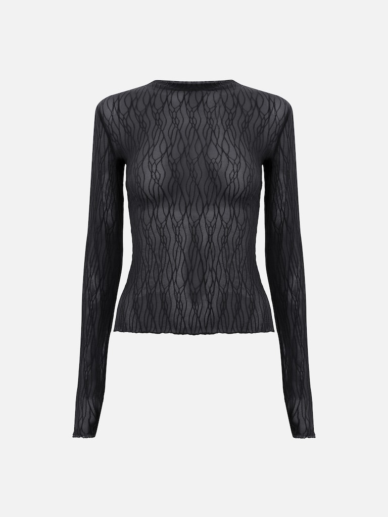 Лонгслив из сетки с ажурным узором