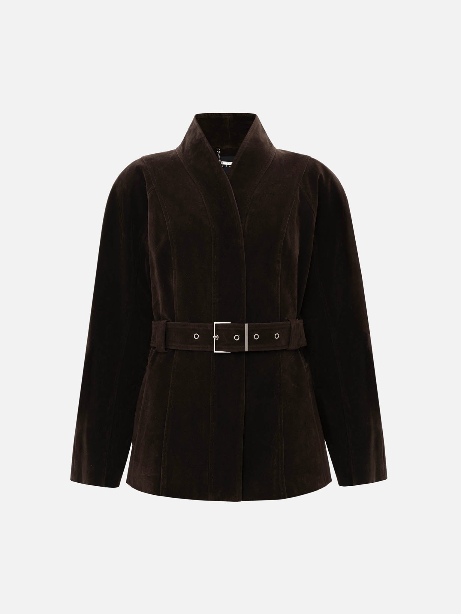 Straight eco-suede jacket with a wide belt :: LICHI - Online