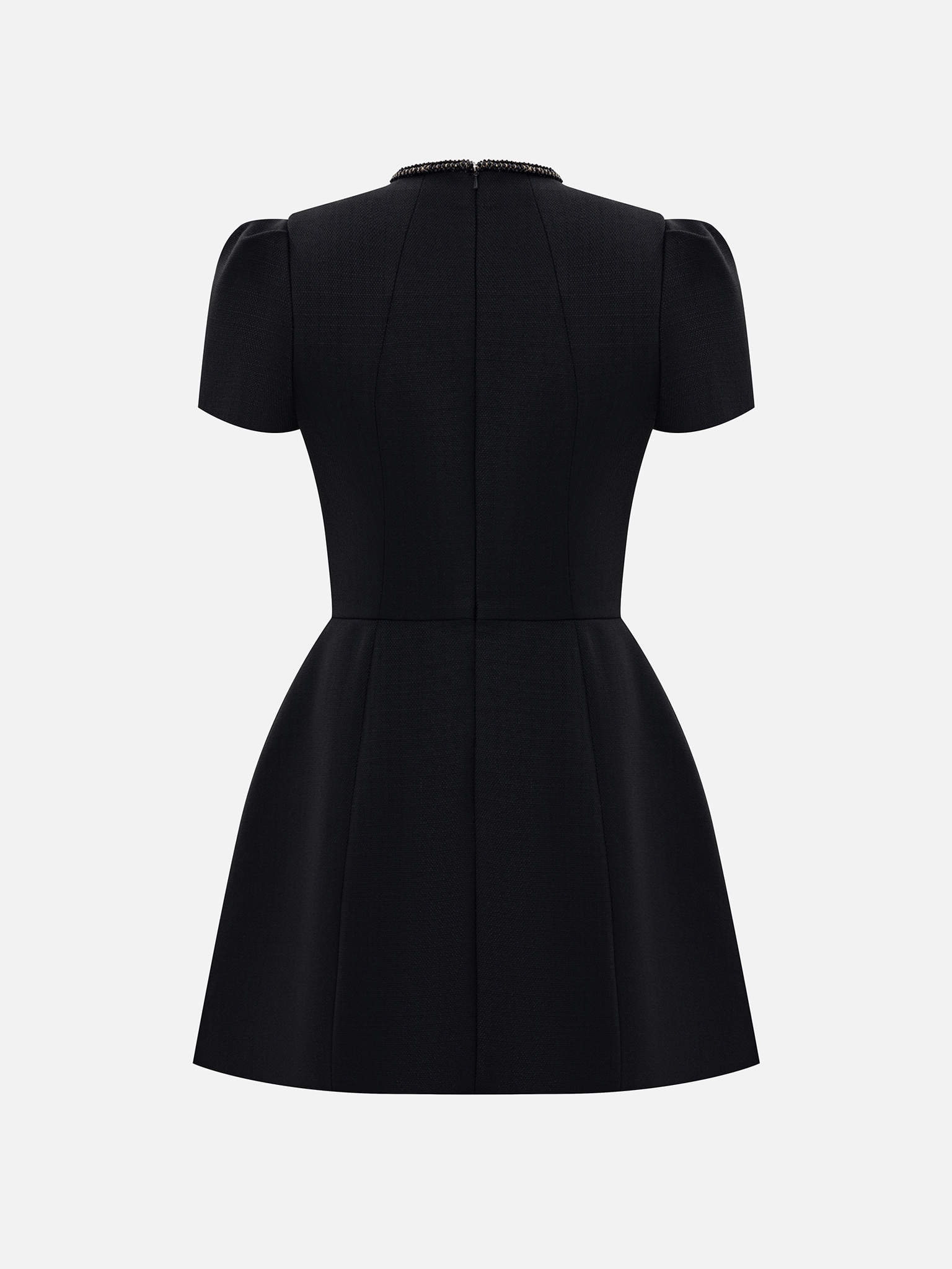 Mini fitted dress with voluminous short sleeves