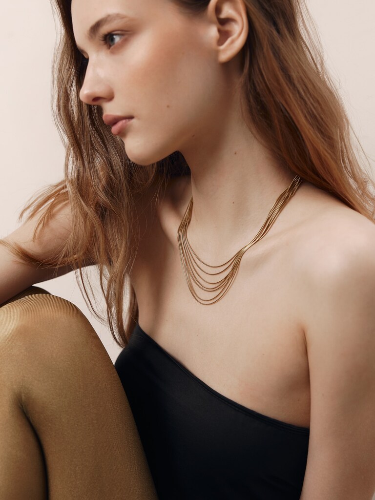 Multi-level necklace of fine chains